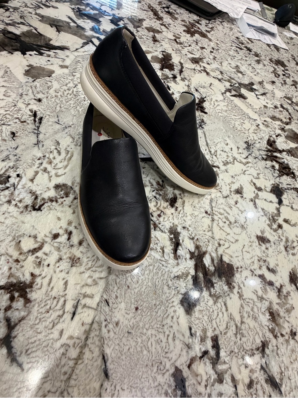 Clarks Dark Navy Leather Slip-On Loafers Genuine Leather
